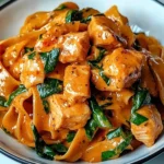 Pyszny makaron z kurczakiem i szpinakiem w aromatycznym sosie curry