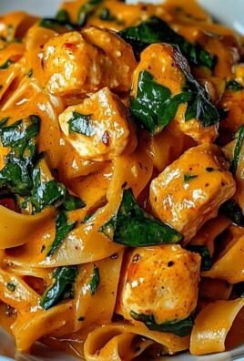 Pyszny makaron z kurczakiem i szpinakiem w aromatycznym sosie curry