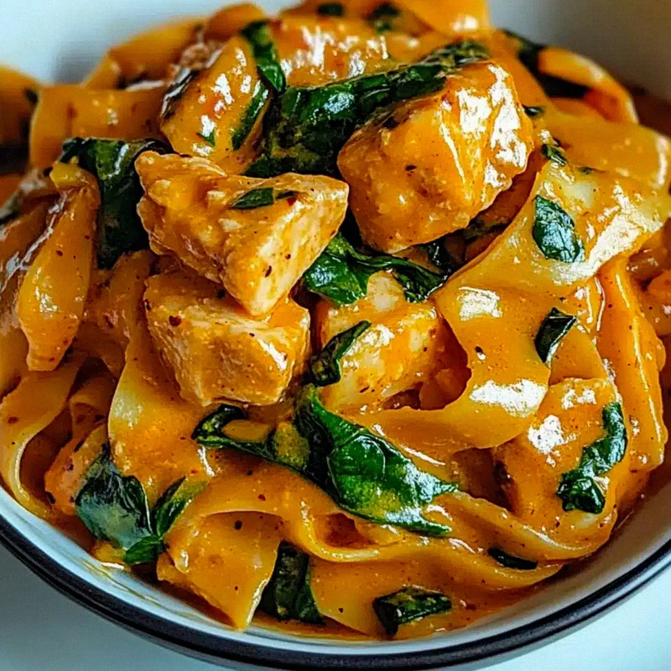 Pyszny makaron z kurczakiem i szpinakiem w aromatycznym sosie curry – Schritt 2